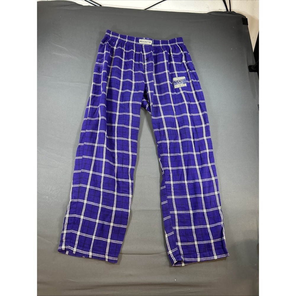 Washington Huskies Men Purple Plaid Flannel Pajama Pants Large Sideline Apparel